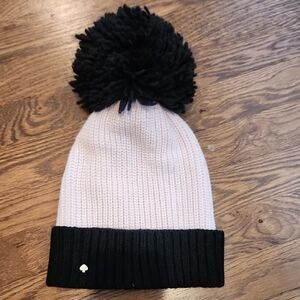 Stylish Black and Cream Kids Pom-Pom Beanie